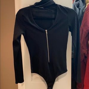 Black zipper choker body suit